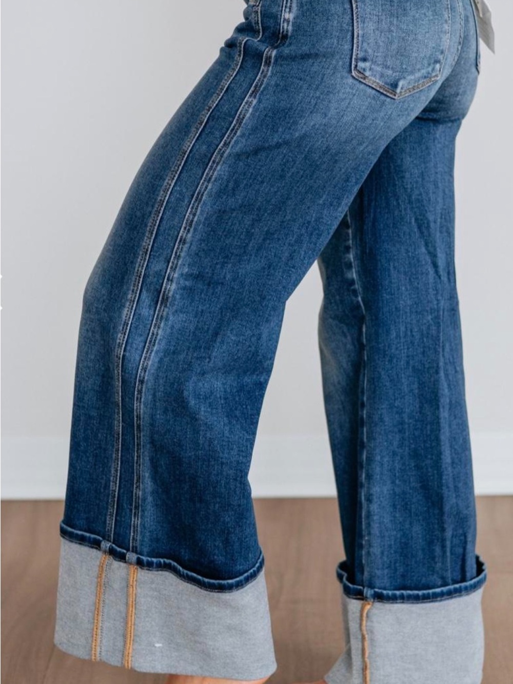 Risen Kiersten  Wide-Leg Women's Jeans in Dark Blue